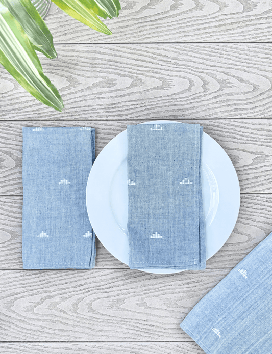 Cloth Napkins- Jamdani Blue - Set of 4