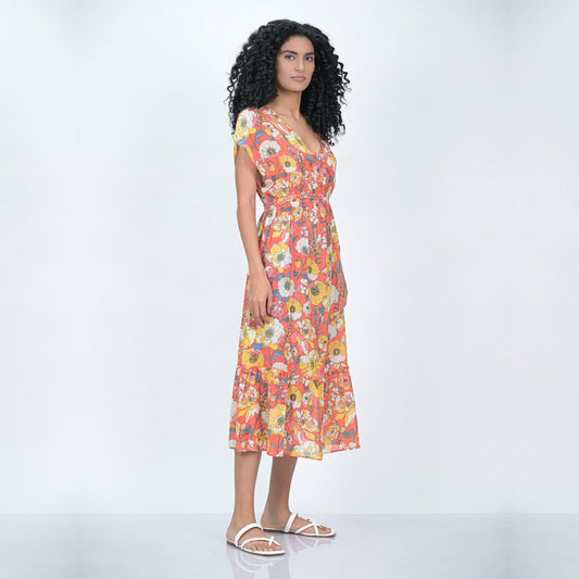 Sunrise Blossom Caftan - Orange