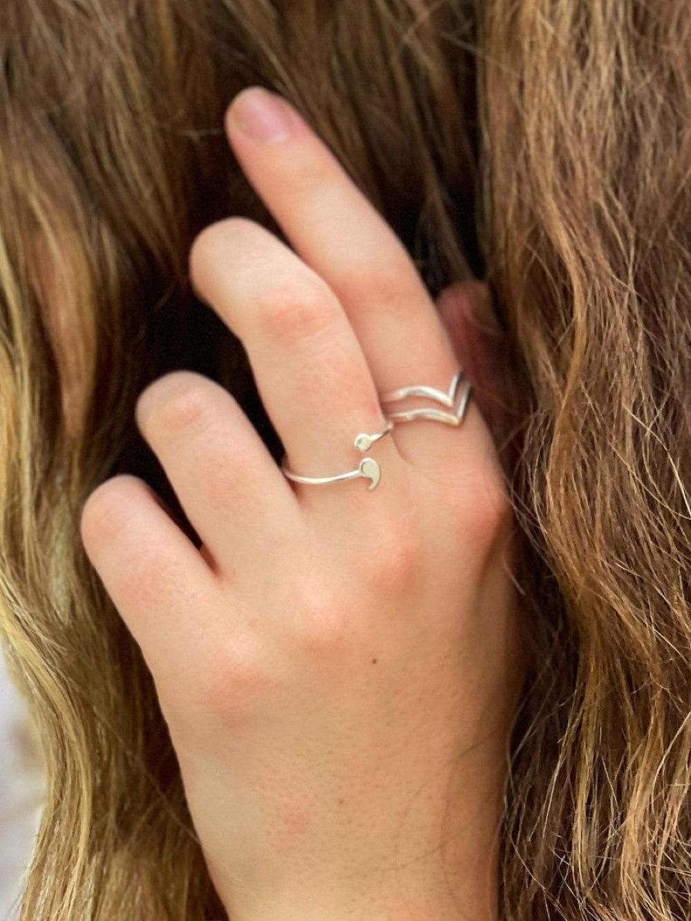 Semi-Colon Sterling Silver Ring