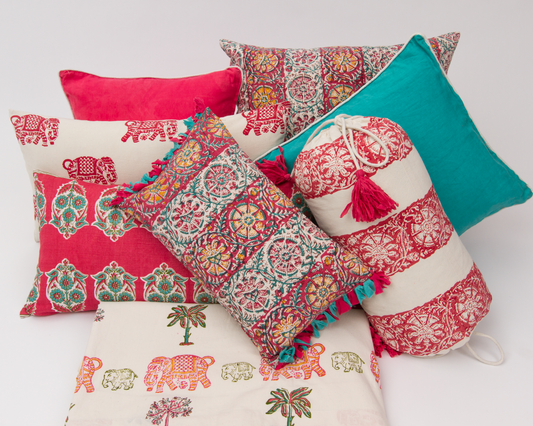 Parakeets Hot Pink/Green Lumbar Pillow