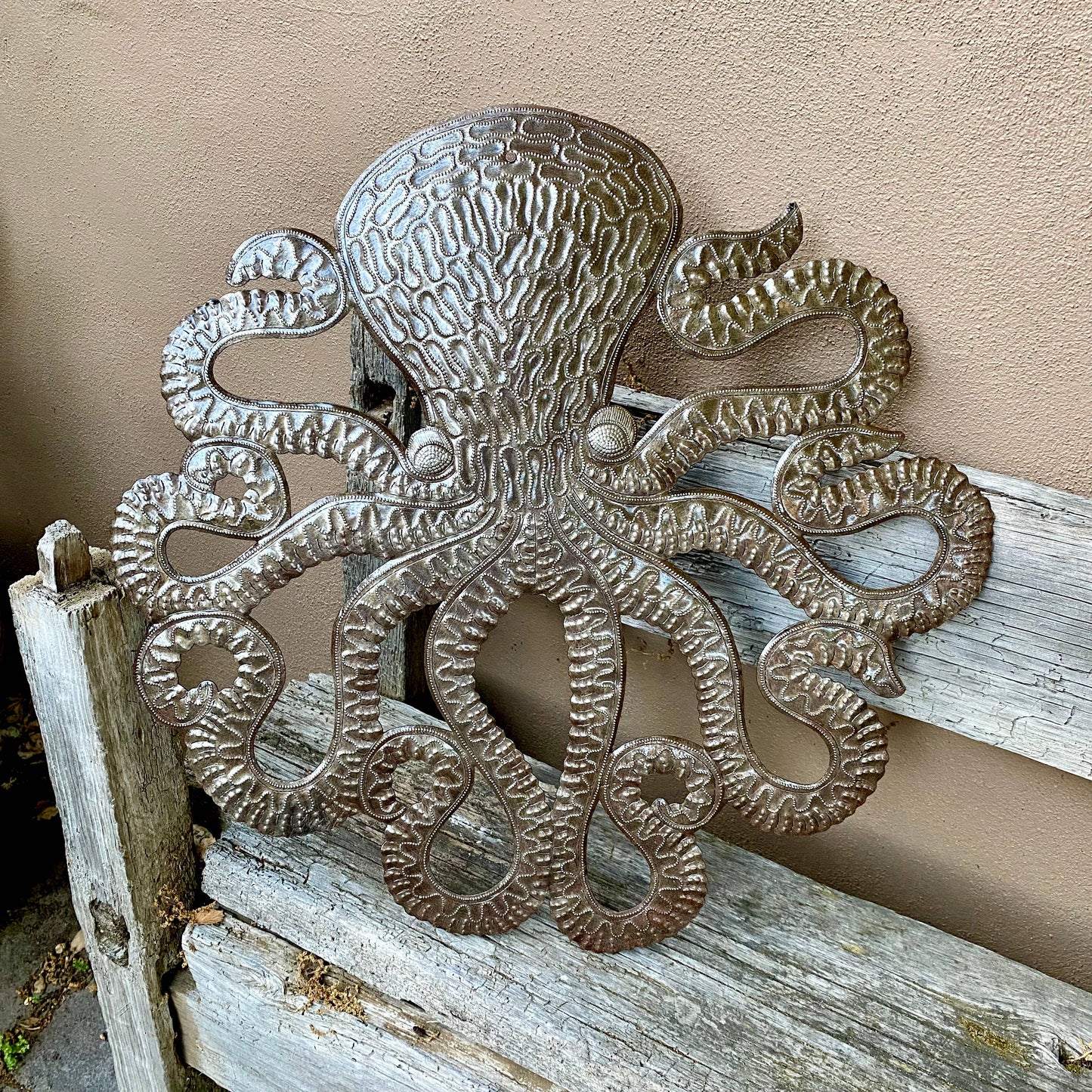 Upcycled Drum Octopus Sea Wall Hanging Art, Nautical Theme