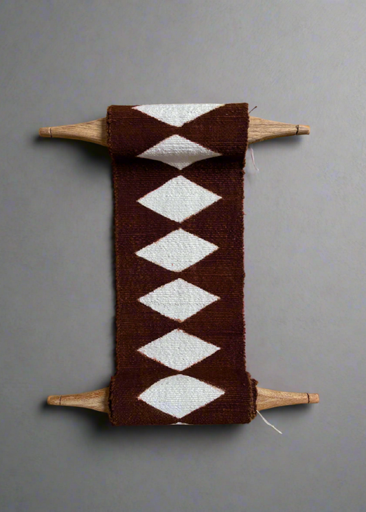 Balance Bogolan Wall Totem in Brown with White Diamonds