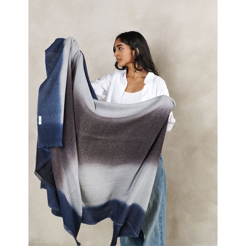 Moonstruck Blue Gray Handloom Handspun Merino Throw