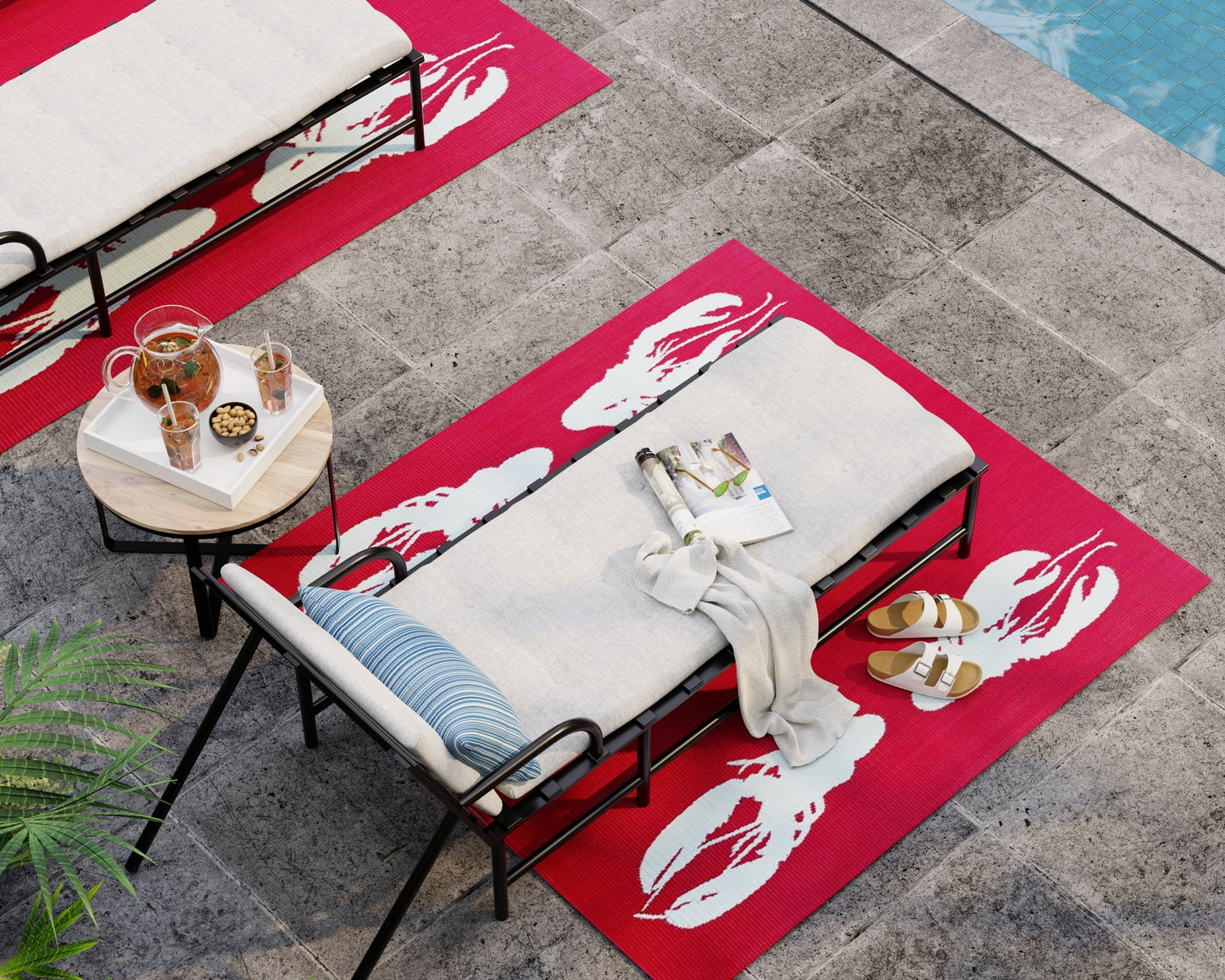 Four Lobster Red & Aqua