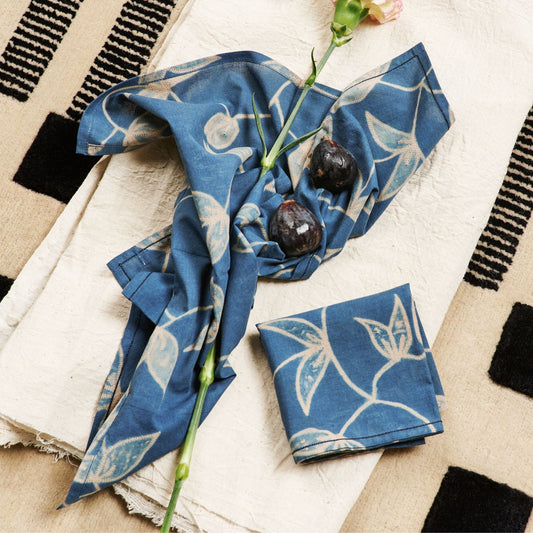 Folio Indigo Handcrafted Shibori Cotton Table Napkins ( set of 4 )