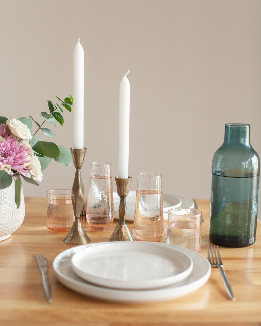 S/2 High Diamond Candlestands - Brass finsih