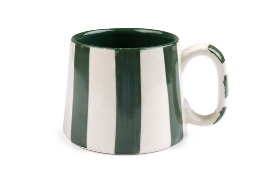 Ceramic Olive Stripe Coffee cup - 3.5 x 2.5 Inches (Set of 4)