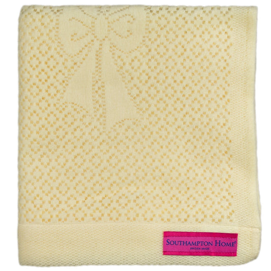 Southampton Home Lace Weave Bears & Bows Baby Blanket - Yellow