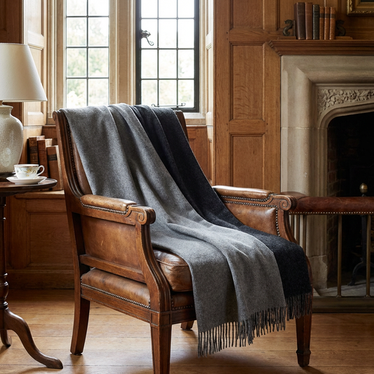 Highland Tweeds Reversible Double Cloth Throw - Silver/Grey