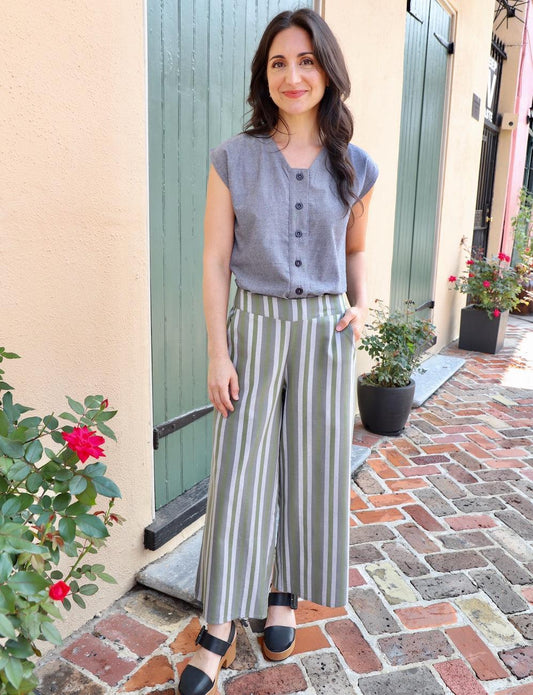 Earth Toned Striped Organic Cotton Pants