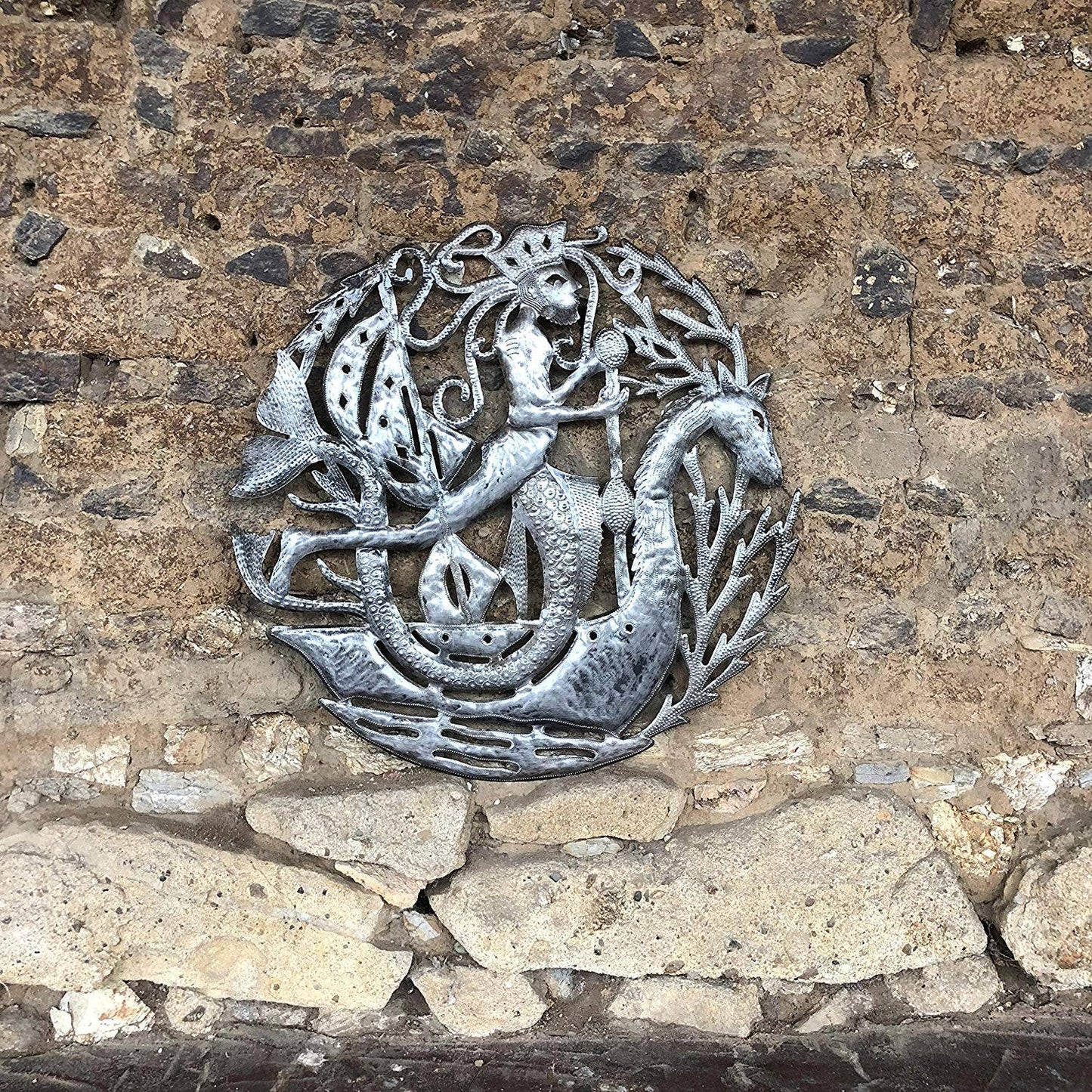 Merman King of the Sea Wall Art 23 Inches Round Handmade