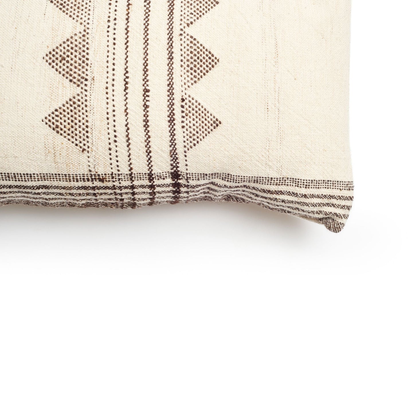 Kora White And Black Handloom Small Lumbar Pillow