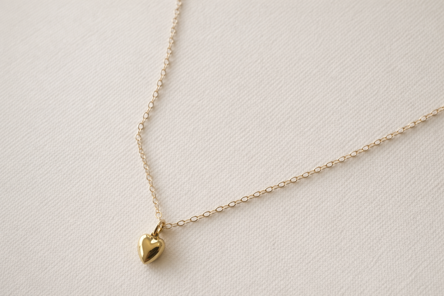 Lou Puff Heart Necklace | Gold Fill