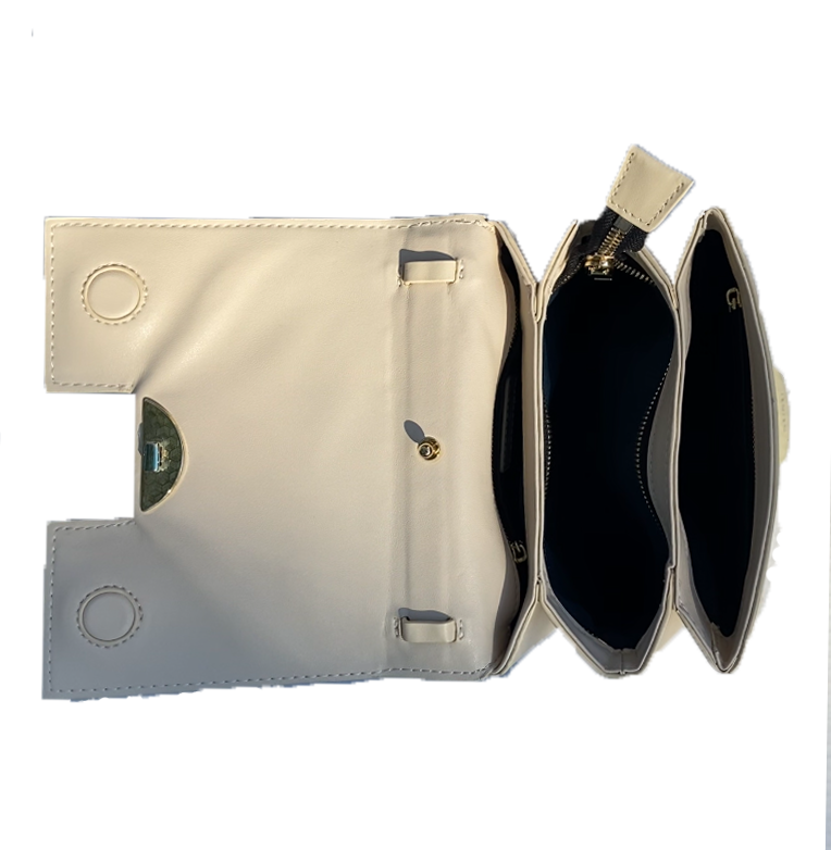 SUSU Leather Saddle Bag Off White Crossbody Purse Cream Women's Handbag
