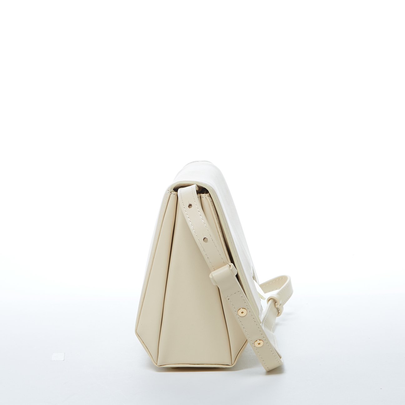SUSU Leather Saddle Bag Off White Crossbody Purse Cream Women's Handbag