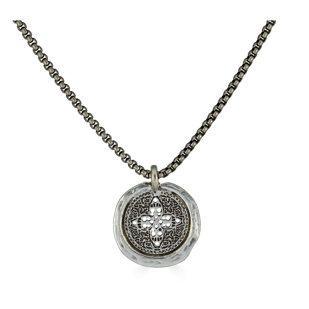 Antique Silver Filigree Coin Necklace