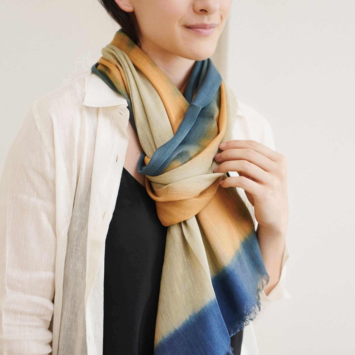 Oceana Beige Soft Linen Silk Handloom Scarf
