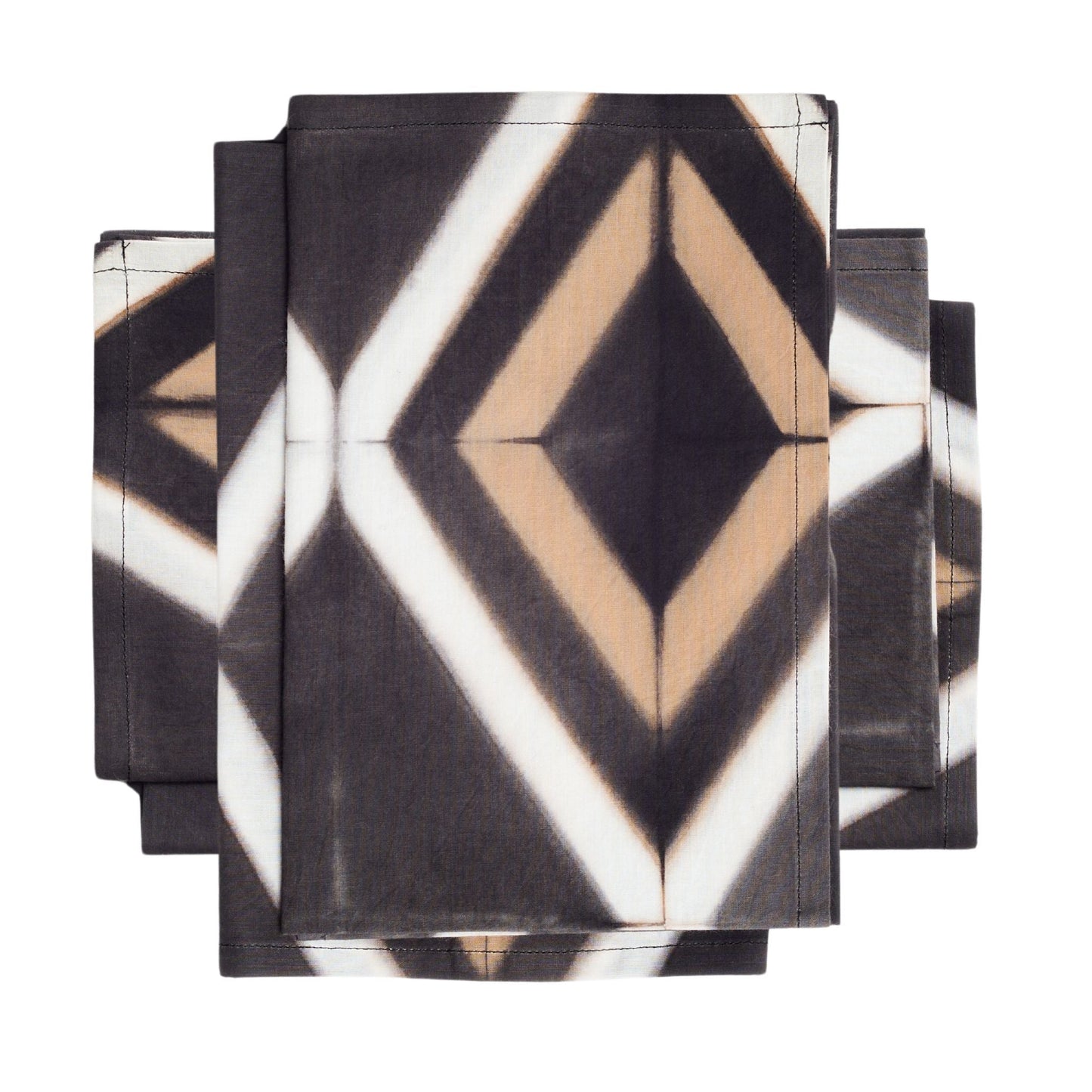 Tisa Black Hand Crafted Shibori Print Cotton Table Napkin ( set of 4 )