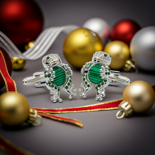 Emerald Frog Prince Crystal Cufflinks