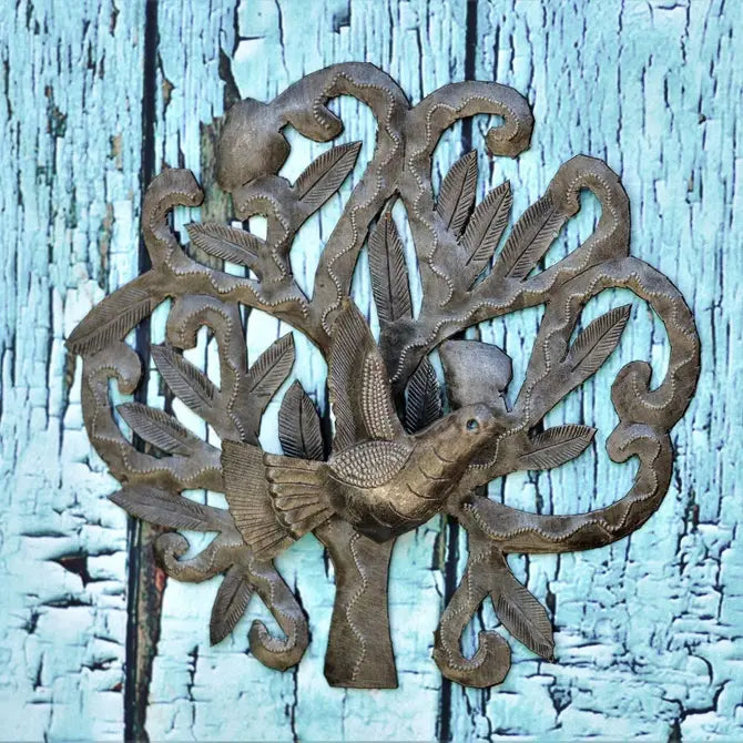 Bird, Spring Garden Metal, Haitian Art, Wall Decor 8.5"