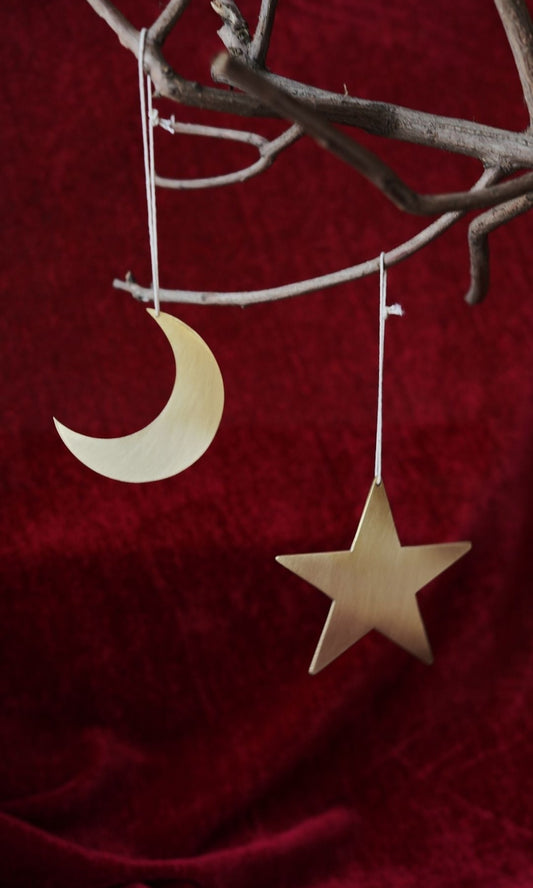 S/5 Crescent Moon and Star Ornament