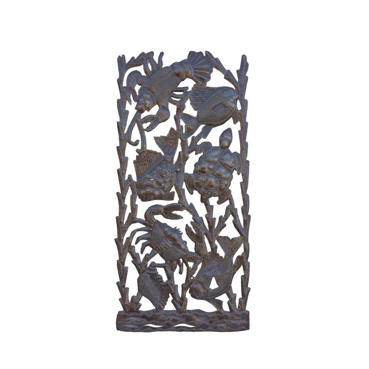 Handcrafted Haitian Metal Art, Sea Life Creature Medley, Sus