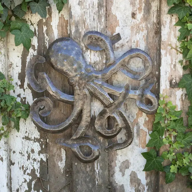 Octopus, Decorative Sea Life Creature, 14", Haitian Art