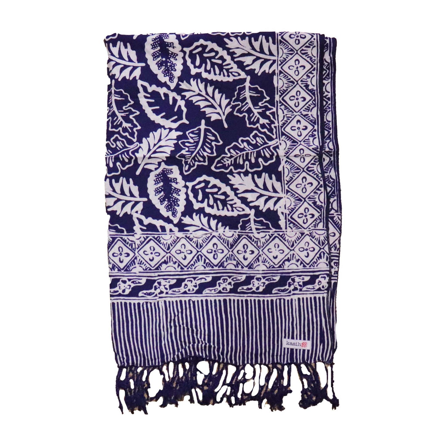 Hand Dyed Batik Scarf, 100% Cotton, Scarves, Bandana, Wrap , Blue Leaves