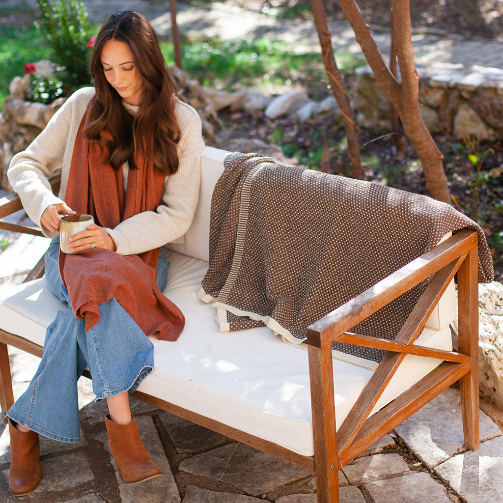 Cocoa Dot Reversible Alpaca Throw