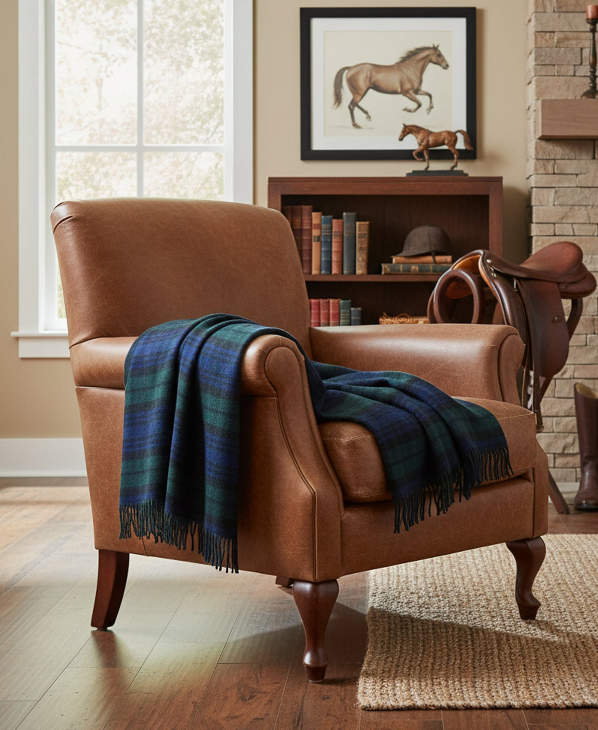 Prince of Scots Highland Tartan Tweed Merino Wool Throw - Black Watch