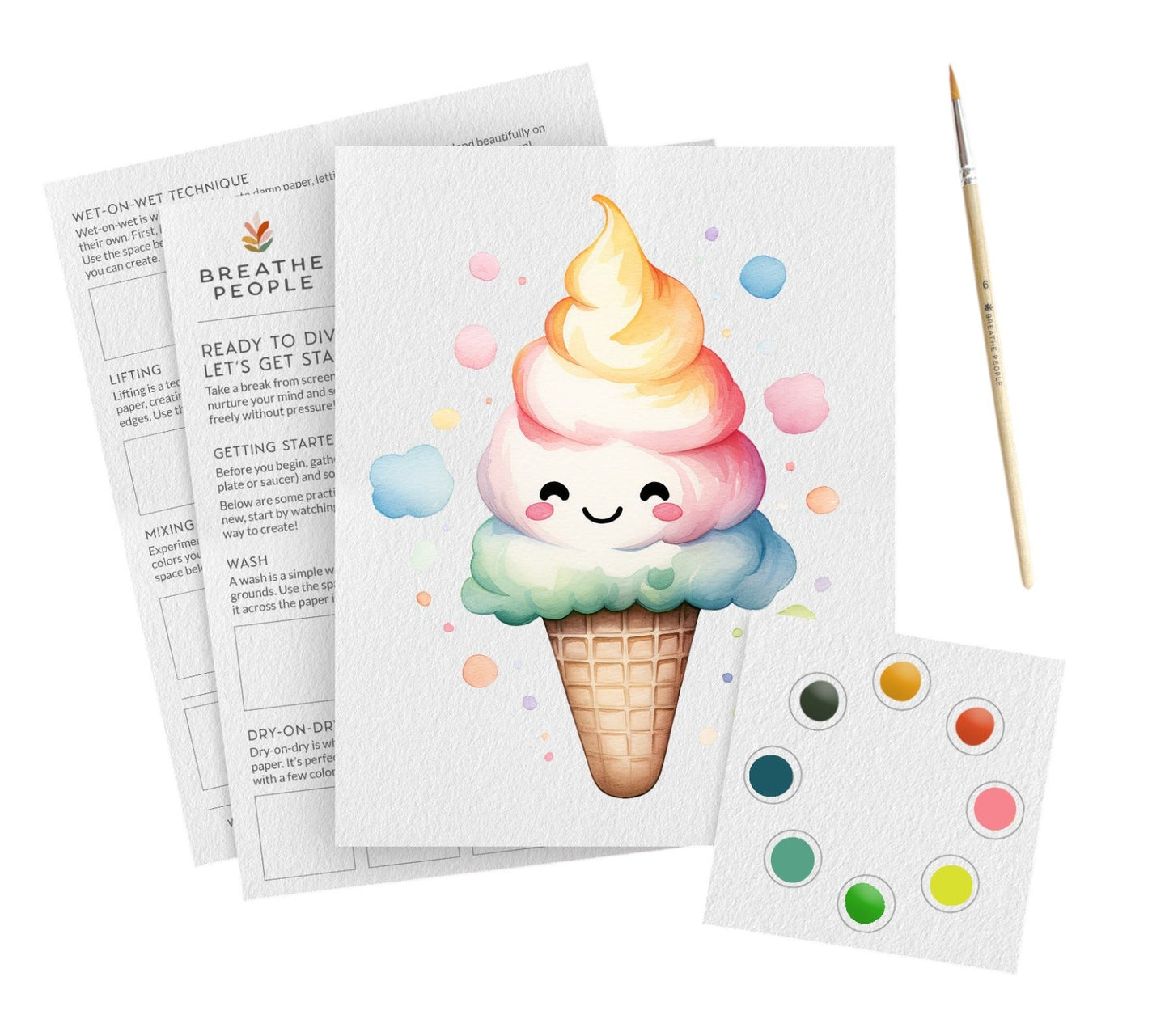 Petite Artisan Watercolor Ice Cream Cone