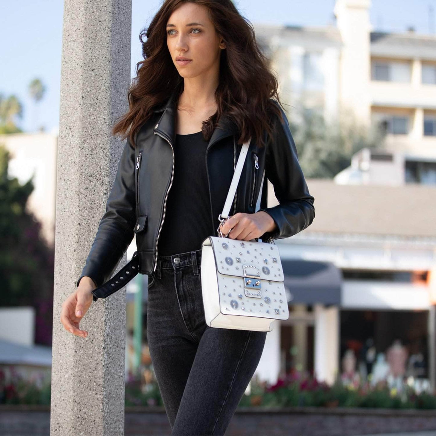 SUSU Convertible Leather Backpack Purse White Crossbody Bag Women's Handbag