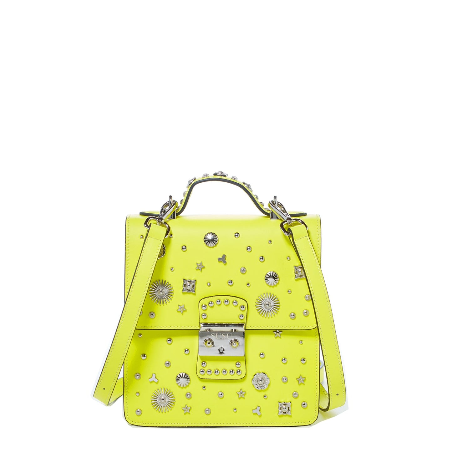 SUSU Convertible Leather Backpack Purse Yellow Crossbody Bag Women's Handbag