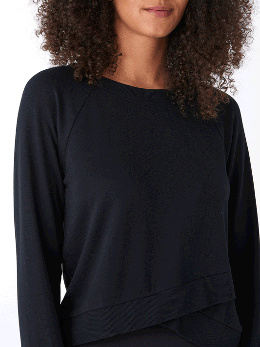 Halle Feather Fleece Crossover Hem Top