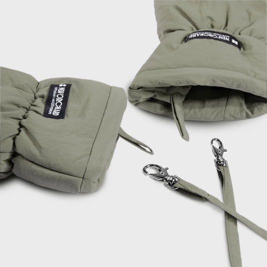 Khaki green vegan warm mittens cruelty free thermal gloves