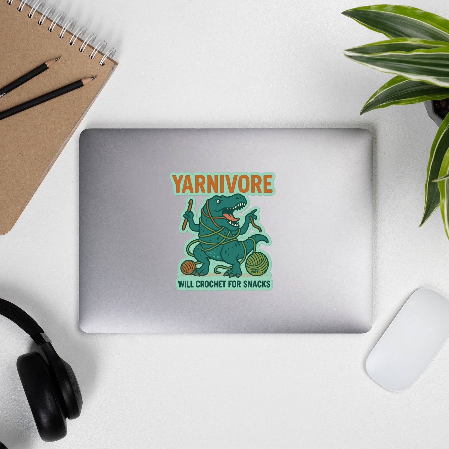 π¦ Yarnivore Sticker β Will Crochet for Snacks Bubble-free stickers