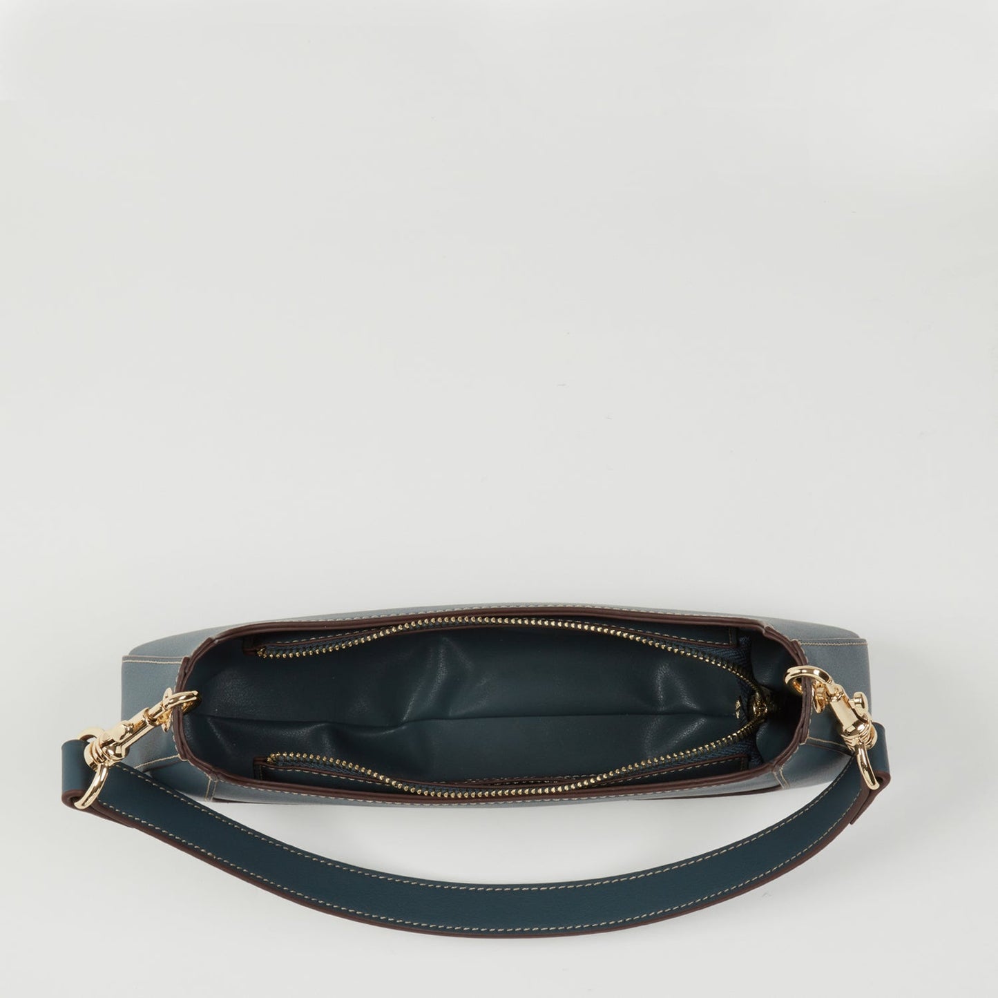 SUSU Leather Baguette Bag Blue Purse 90s Small Shoulder Bag Y2K Underarm Bag Trendy Handbag
