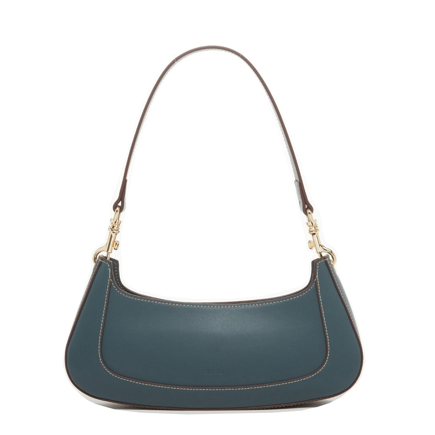 SUSU Leather Baguette Bag Blue Purse 90s Small Shoulder Bag Y2K Underarm Bag Trendy Handbag