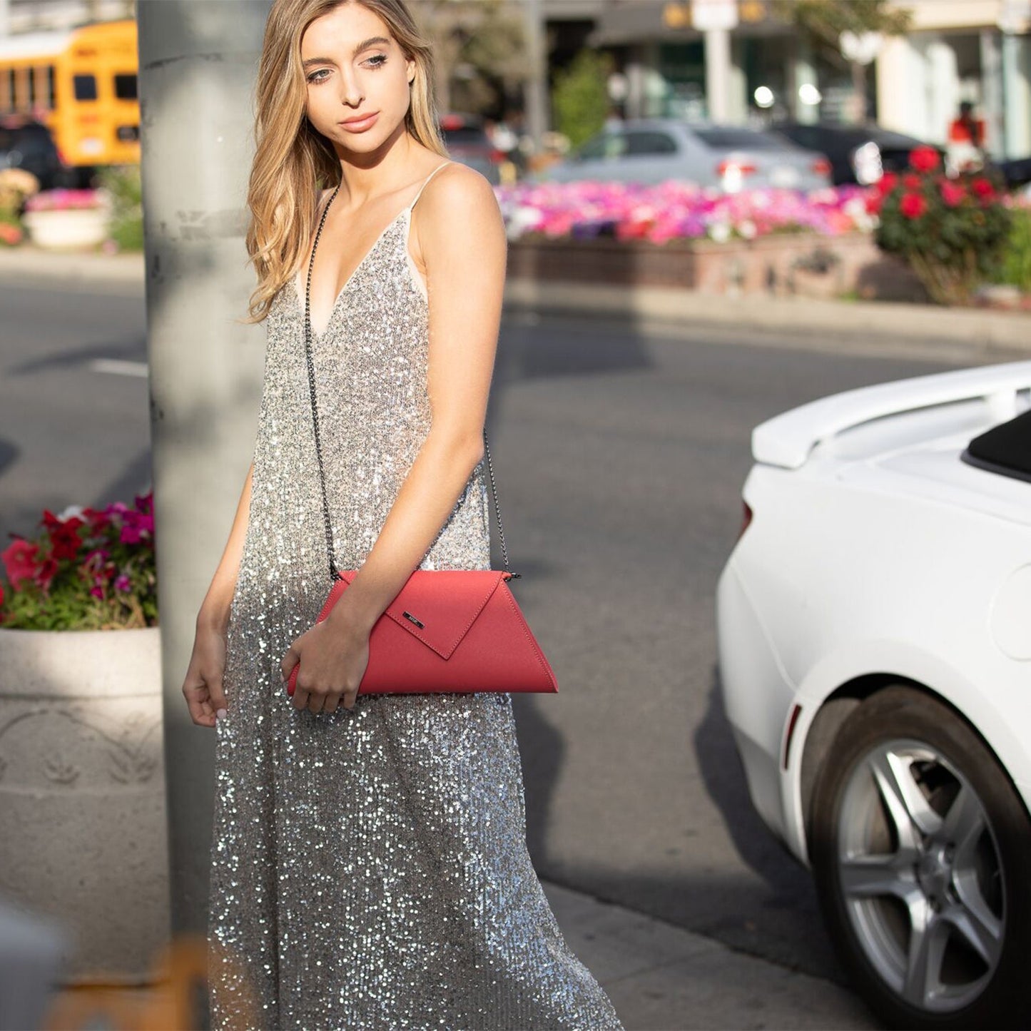 Angelica Coral Clutch Leather