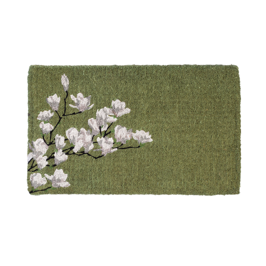Magnolia Branch Green Coir Doormat