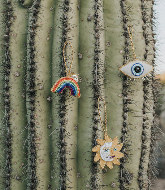Larissa Rainbow Sun Rays Ornament - Hand Embroidered