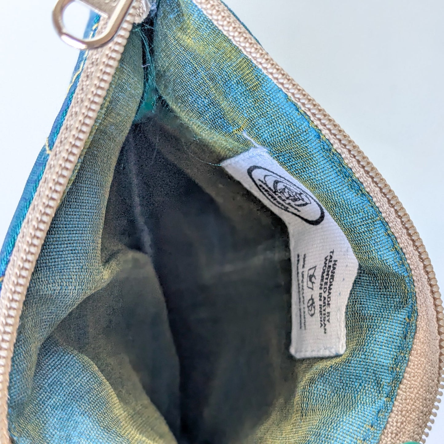 Indian Kalamkari Cotton Coin Purses with Upcycled Sari Lining