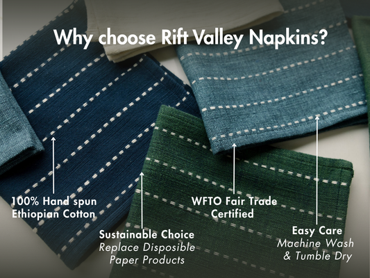 Rift Valley Handwoven Ethiopian Cotton Cocktail Napkins | Set of 2