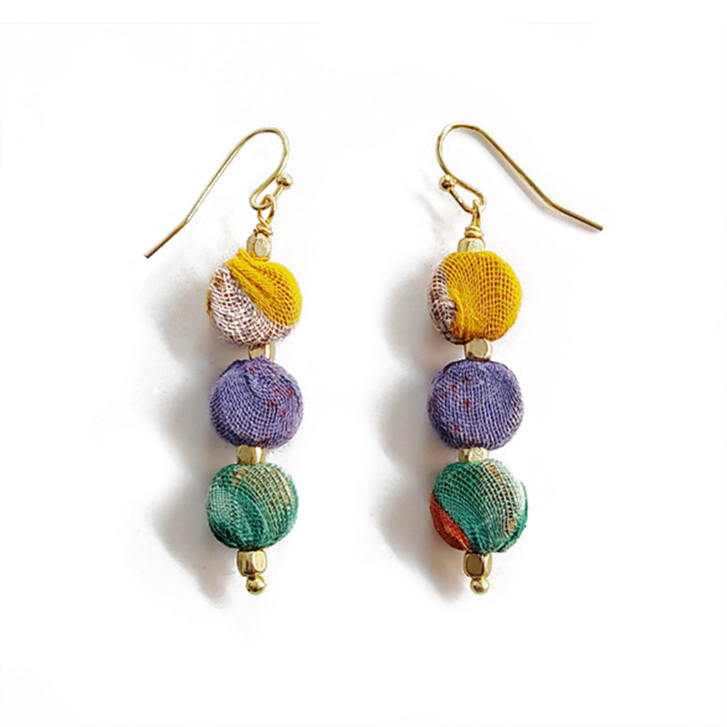 Kantha Sari Earrings