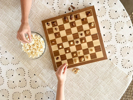 Table Runner (Ivory) - Stripe, Chai