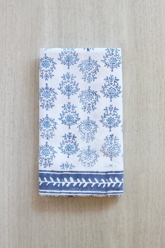 Table Throw - Lotus, Navy & Uniform Blue with Navy Vine Border
