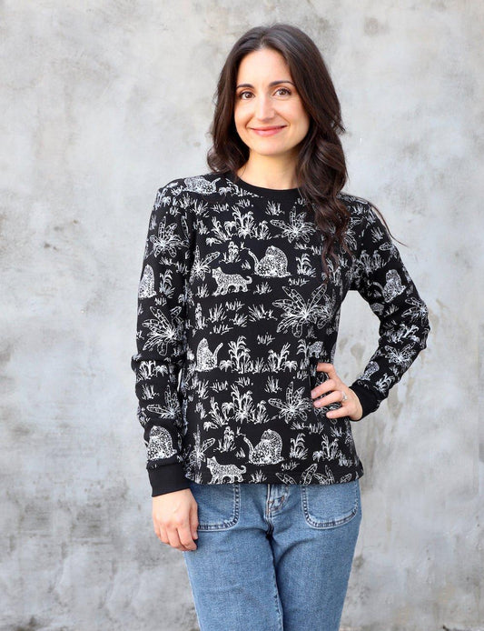 Tigress Black Organic Fleece Sweater