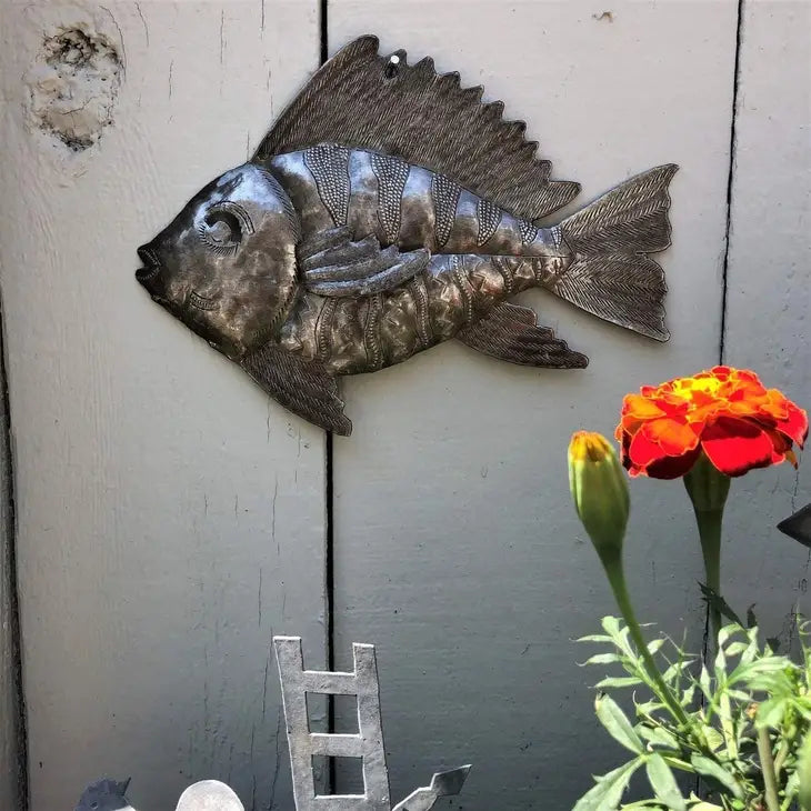 Nautical Fish, Haitian Wall Hanging Haitian Metal 9"x7" Sea Life Decorative Plaques