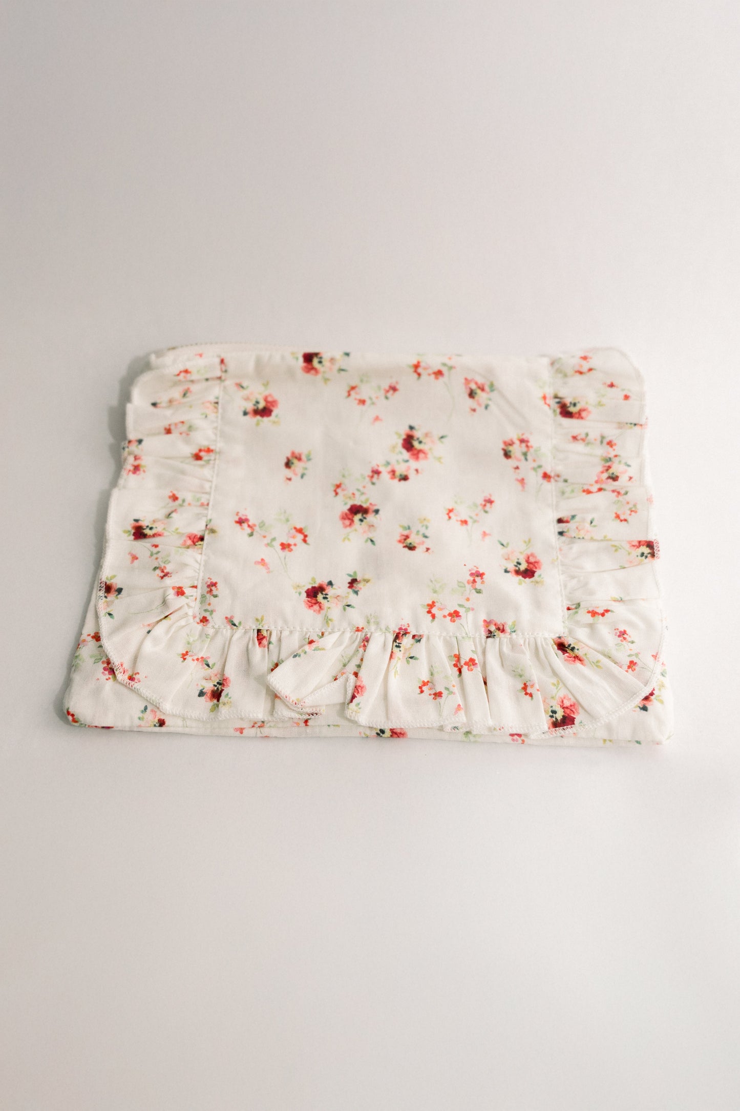 Scarlet Bloom | Timeless Floral Ruffle Zipper Pouch