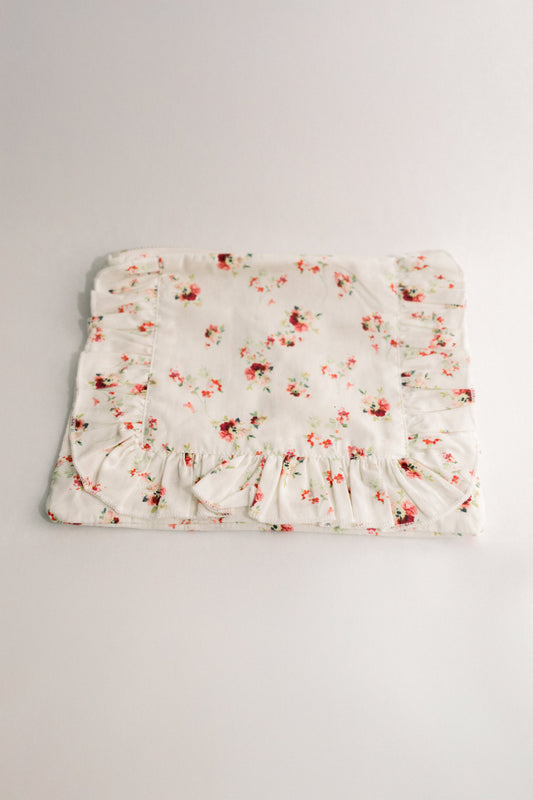 Scarlet Bloom | Timeless Floral Ruffle Zipper Pouch
